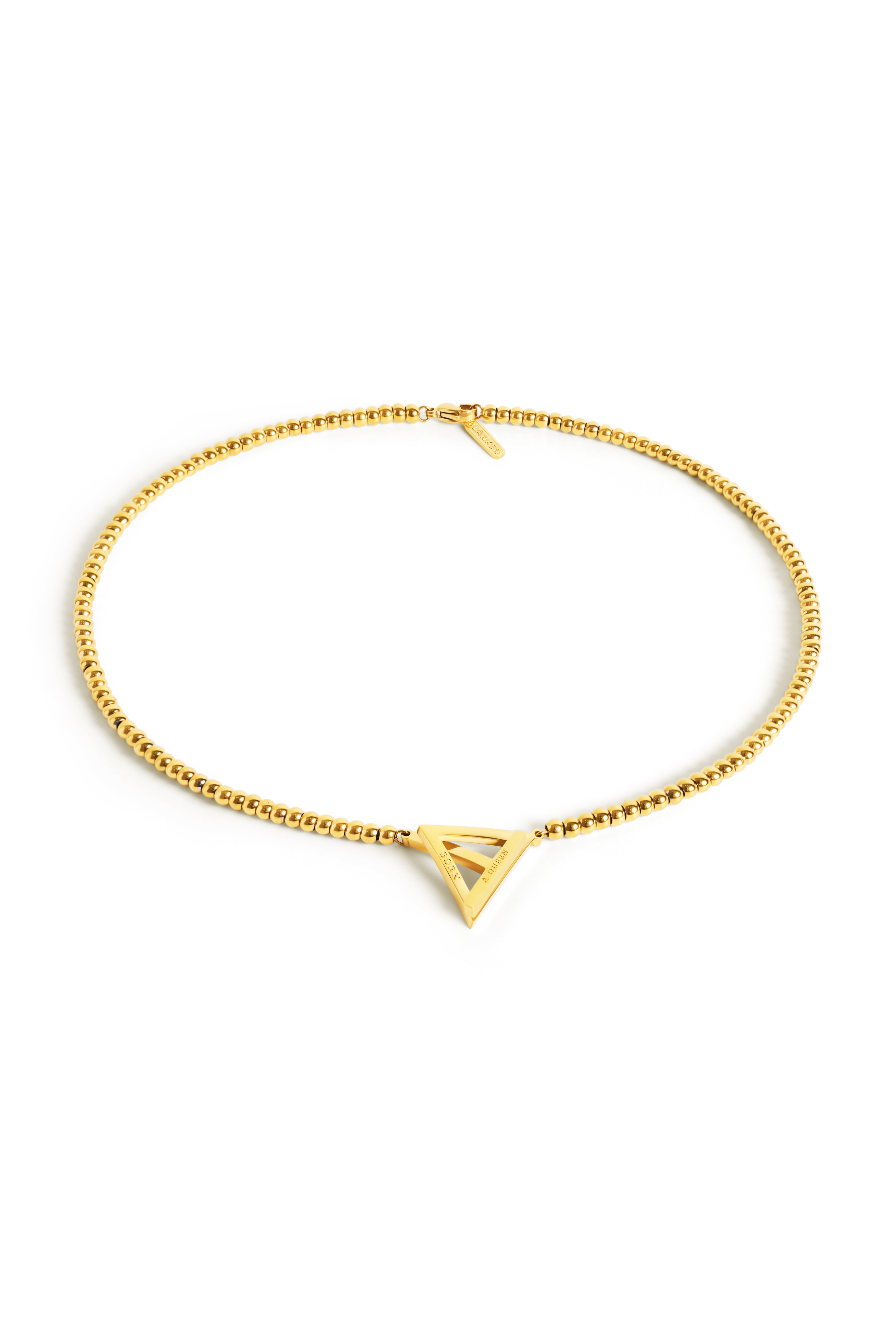 Born a Queen Stainless Steel Beaded Necklace in Gold– A symbol of strength and empowerment. [Motivational and inspirational jewellery], [beautiful jewellery].