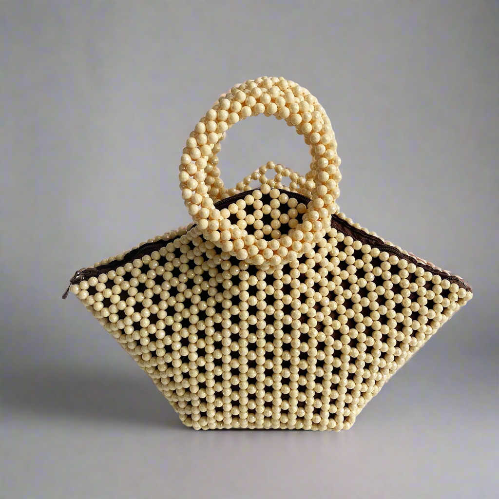 I SLAY' Handcrafted Cream Beaded Bag - Blanksn Jewellery-[motivational and inspirational Jewellery]- [beautiful Jewellery]