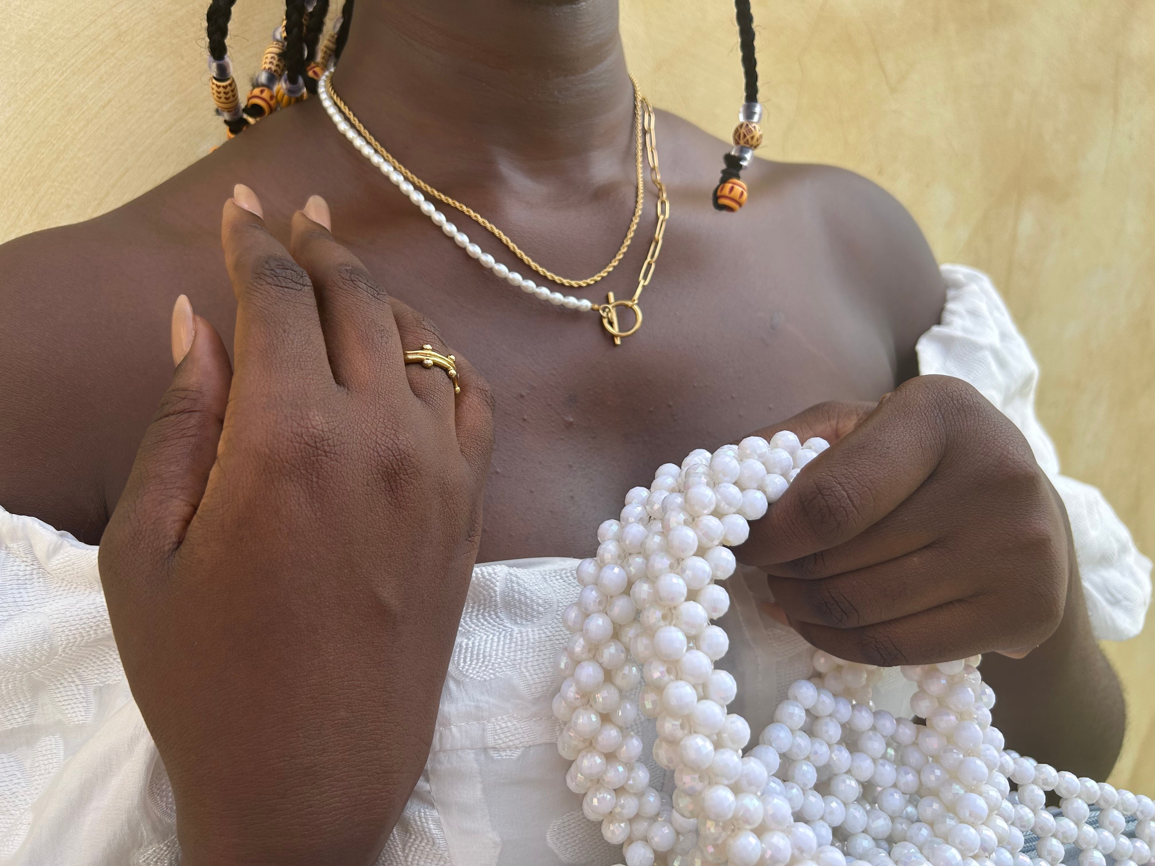 Pearl and Stainless Steel Necklace Gold, [motivational and inspirational Jewellery], [beautiful Jewellery]