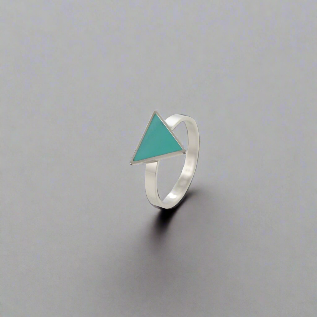 Wisdom Turquoise Triangle Ring Silver - Blanksn Jewellery-[motivational and inspirational Jewellery]- [beautiful Jewellery]