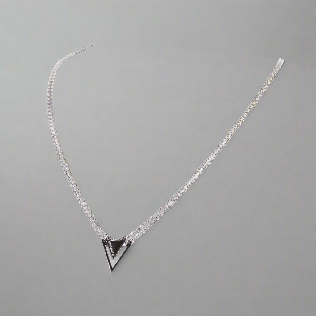 Strength Triangle Double Chain Necklace Silver | Inspirational Jewellery