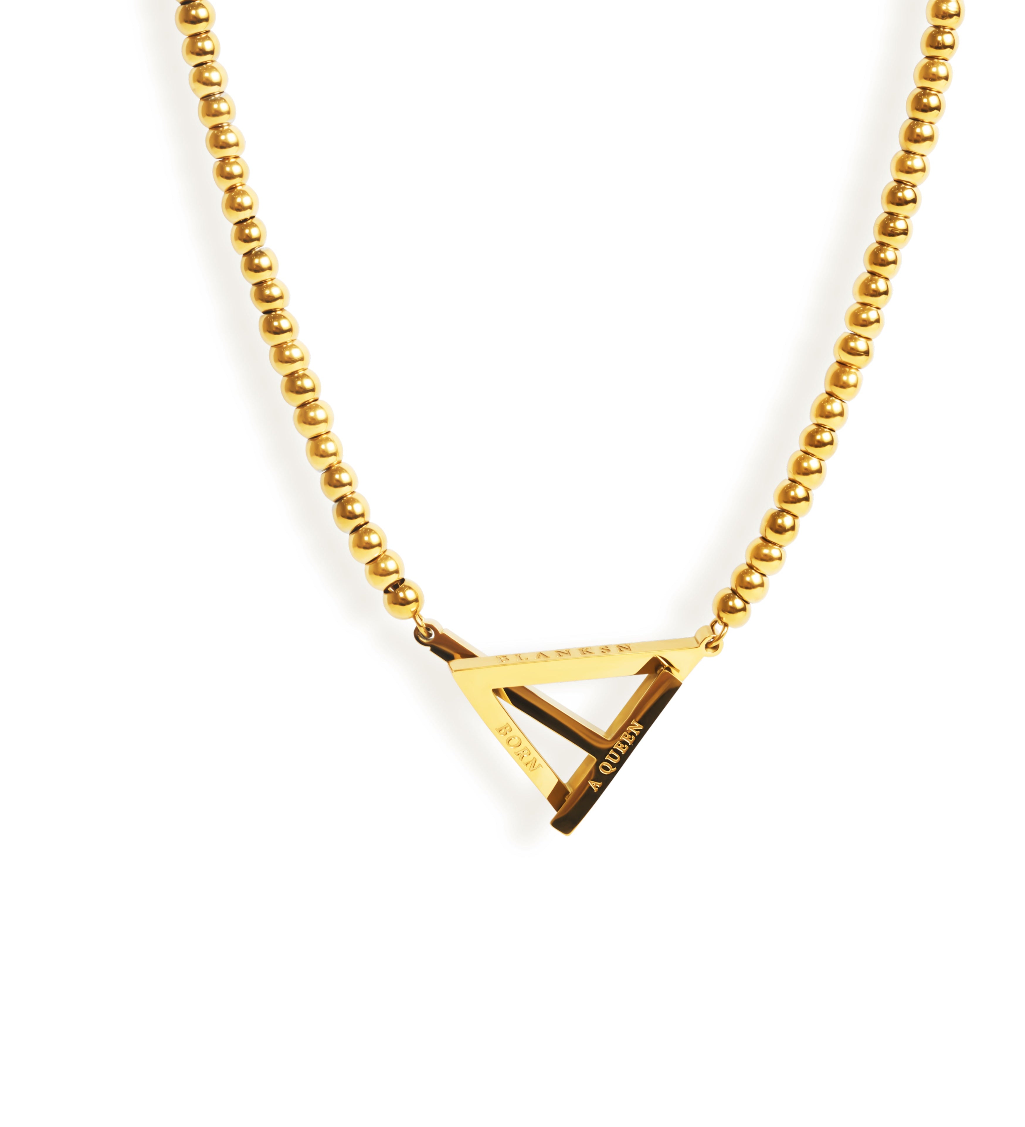 Born a Queen Stainless Steel Beaded Necklace in Gold– A symbol of strength and empowerment. [Motivational and inspirational jewellery], [beautiful jewellery].