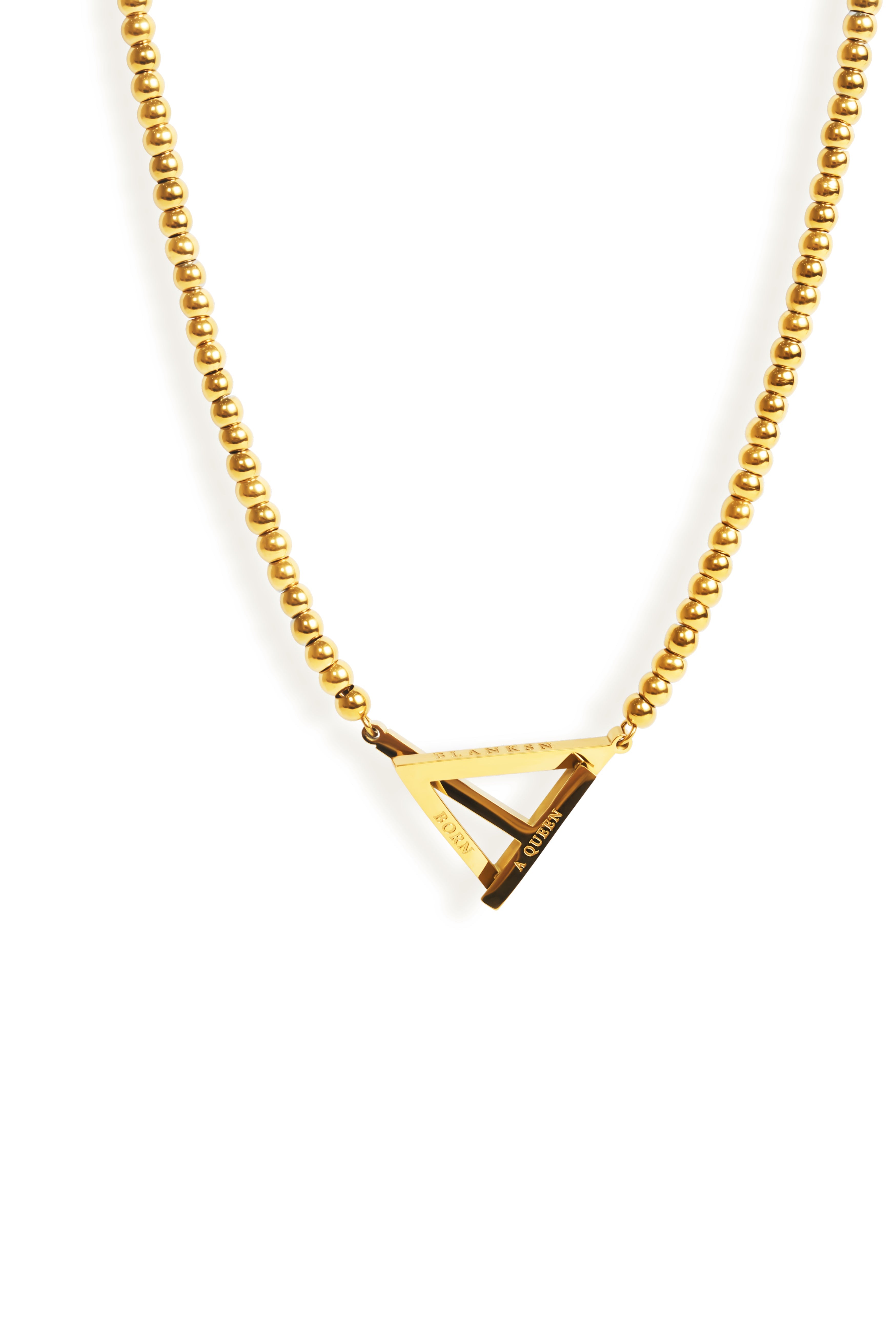 Born a Queen Stainless Steel Beaded Necklace in Gold– A symbol of strength and empowerment. [Motivational and inspirational jewellery], [beautiful jewellery].