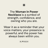 Woman In Power Necklace Gold - Blanksn Jewellery-[motivational and inspirational Jewellery]- [beautiful Jewellery]