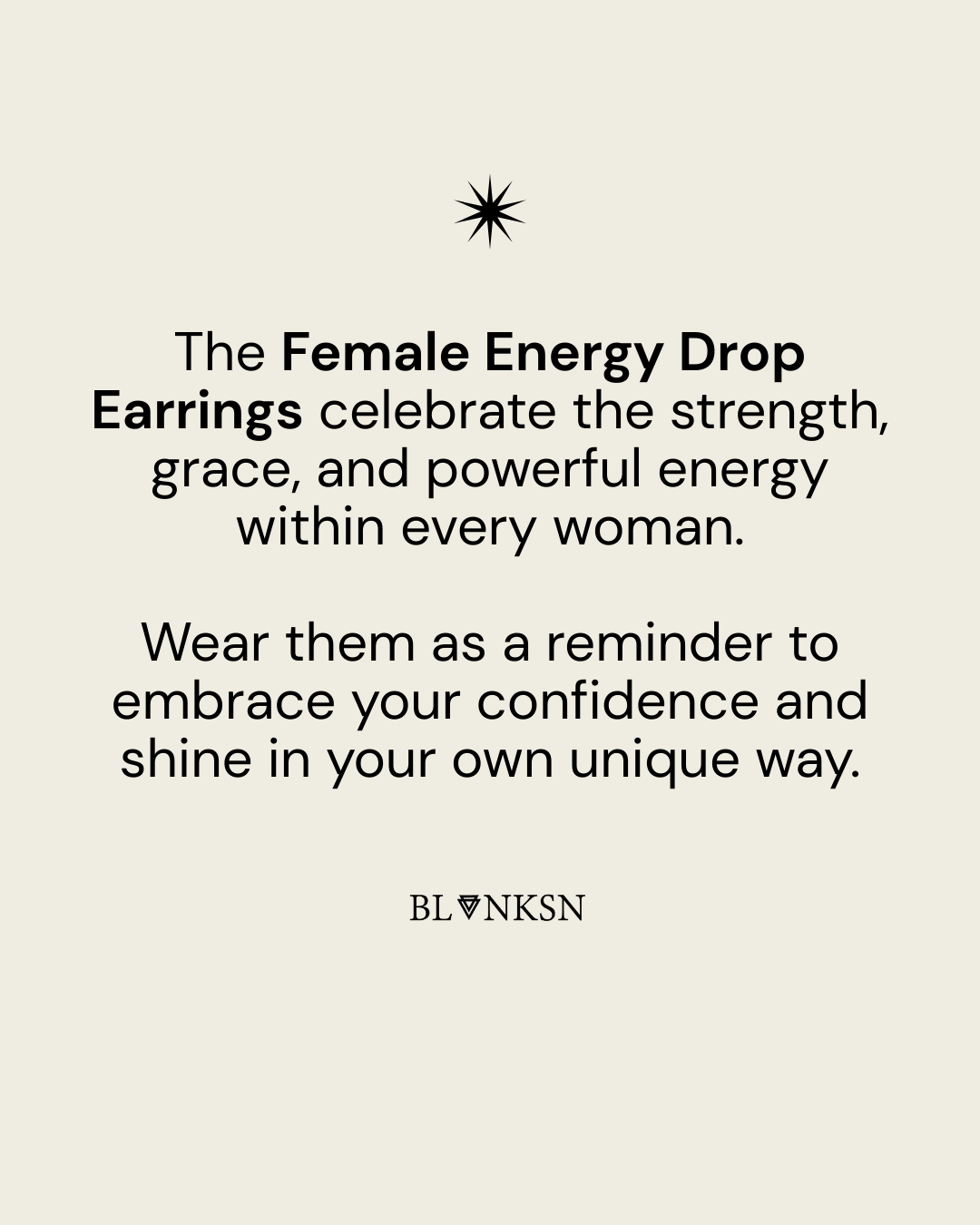 Female Energy Drop Earrings Gold (925 Sterling Silver) - Blanksn Jewellery-[motivational and inspirational Jewellery]- [beautiful Jewellery]
