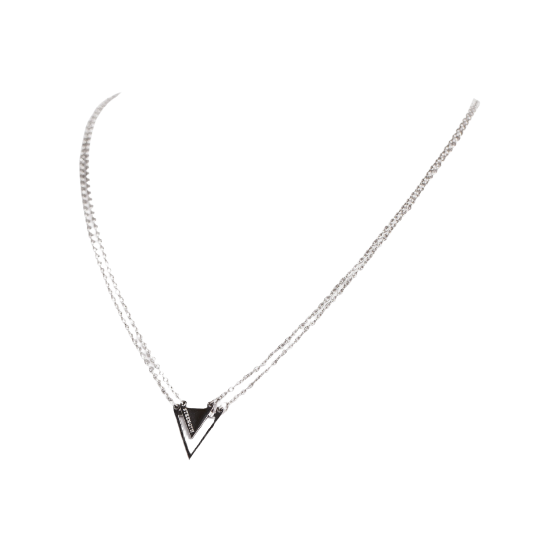 Strength Triangle Double Chain Necklace Silver - Blanksn Jewellery-[motivational and inspirational Jewellery]- [beautiful Jewellery]