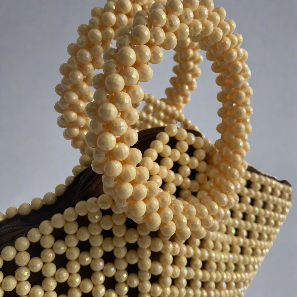 I SLAY' Handcrafted Cream Beaded Bag - Blanksn Jewellery-[motivational and inspirational Jewellery]- [beautiful Jewellery]