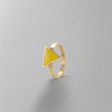 Happiness Yellow Triangle Ring Gold, [motivational and inspirational Jewellery], [beautiful Jewellery]