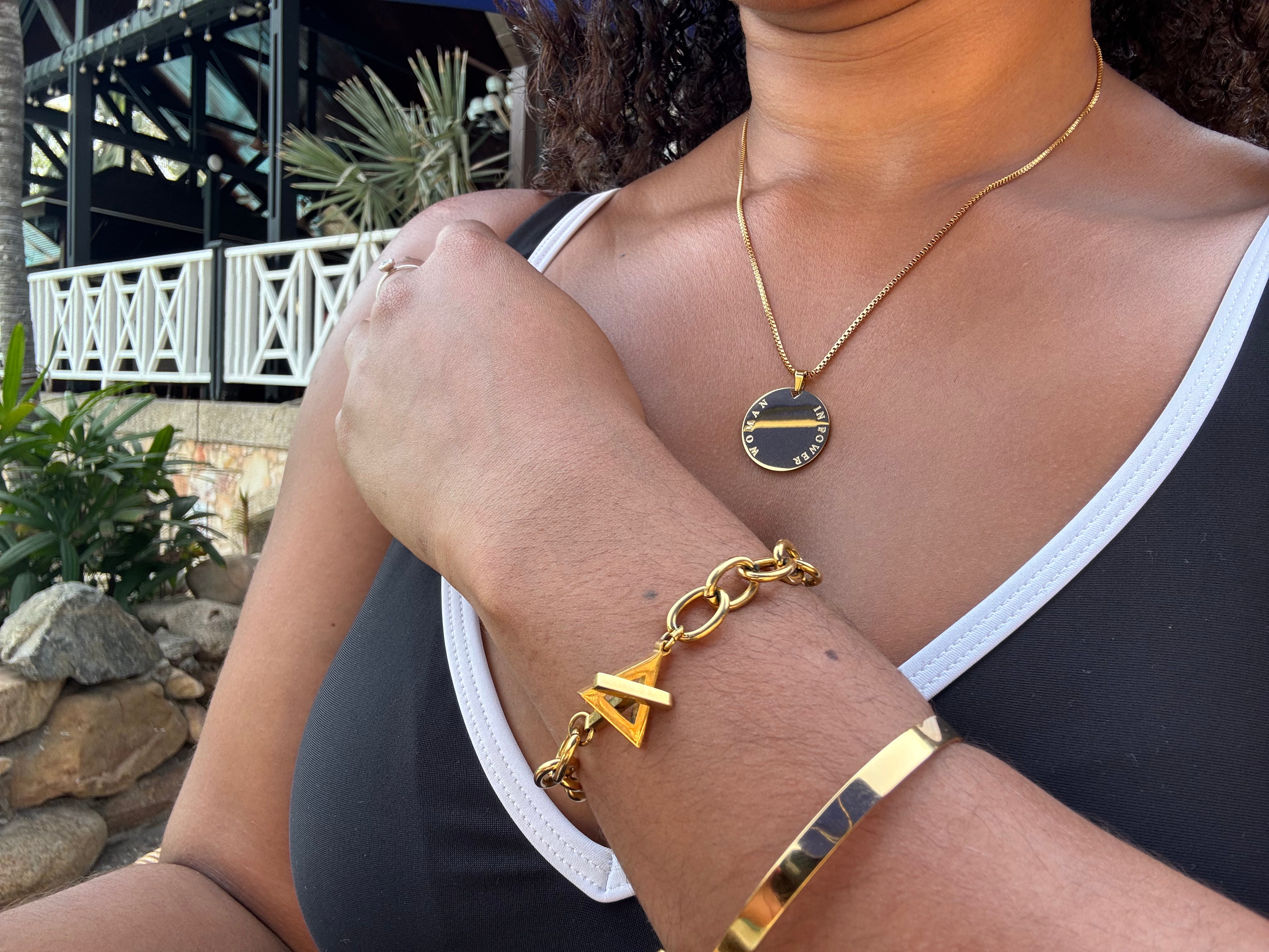 Woman In Power Necklace Gold - Blanksn Jewellery-[motivational and inspirational Jewellery]- [beautiful Jewellery]