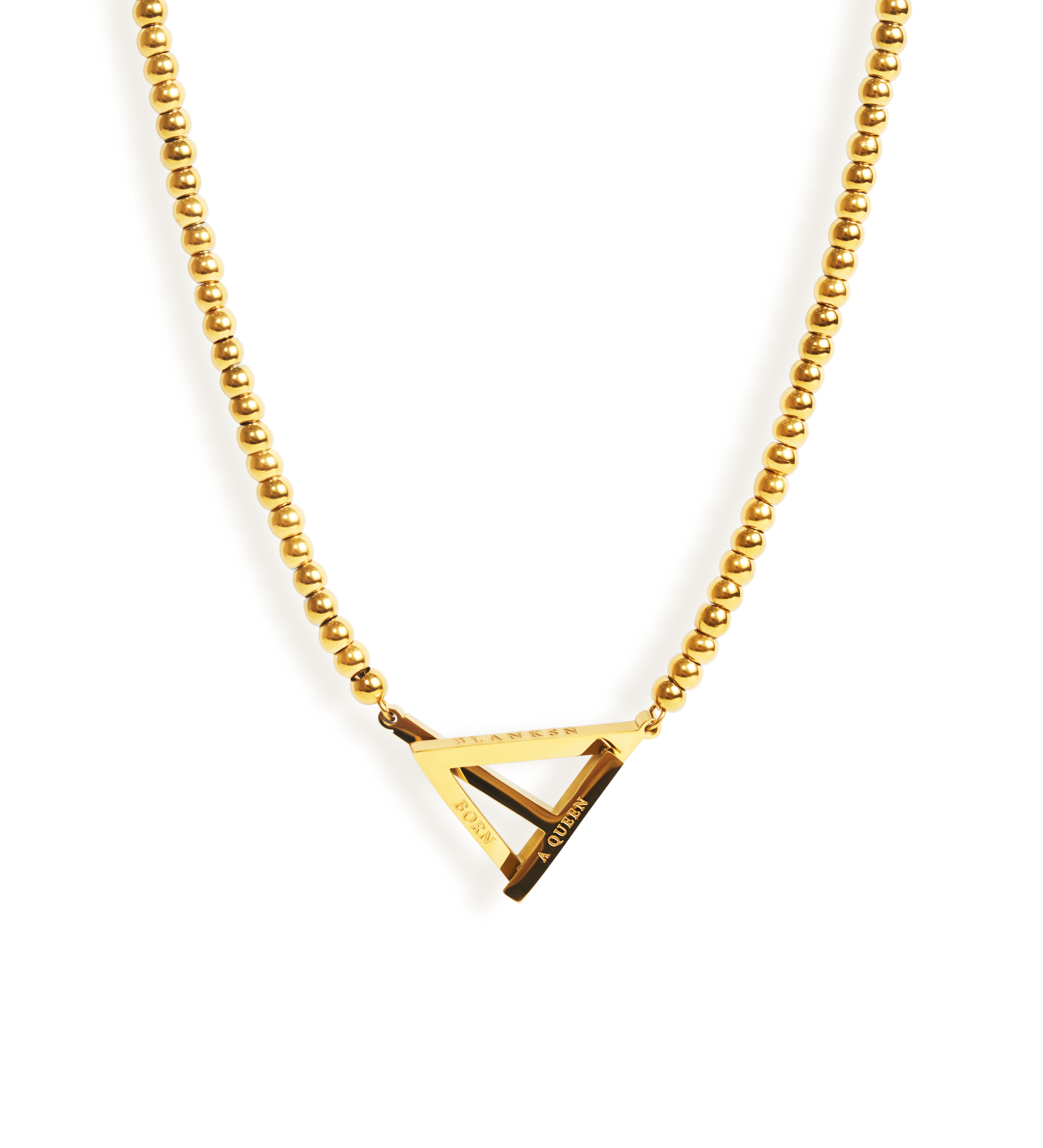 Born a Queen Stainless Steel Beaded Necklace in Gold– A symbol of strength and empowerment. [Motivational and inspirational jewellery], [beautiful jewellery].