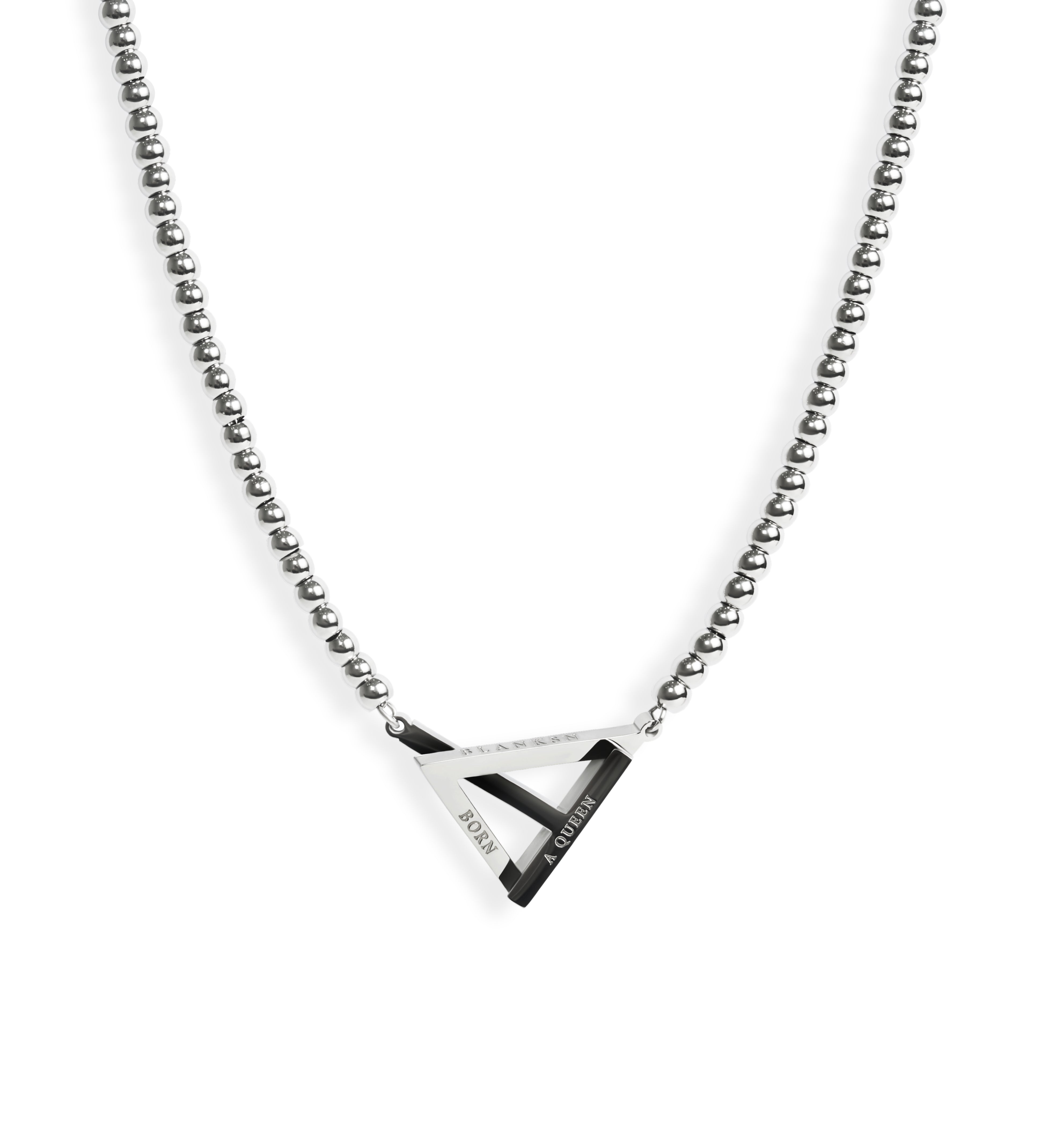Born a Queen Stainless Steel Beaded Necklace in Silver– A symbol of strength and empowerment. [Motivational and inspirational jewellery], [beautiful jewellery].