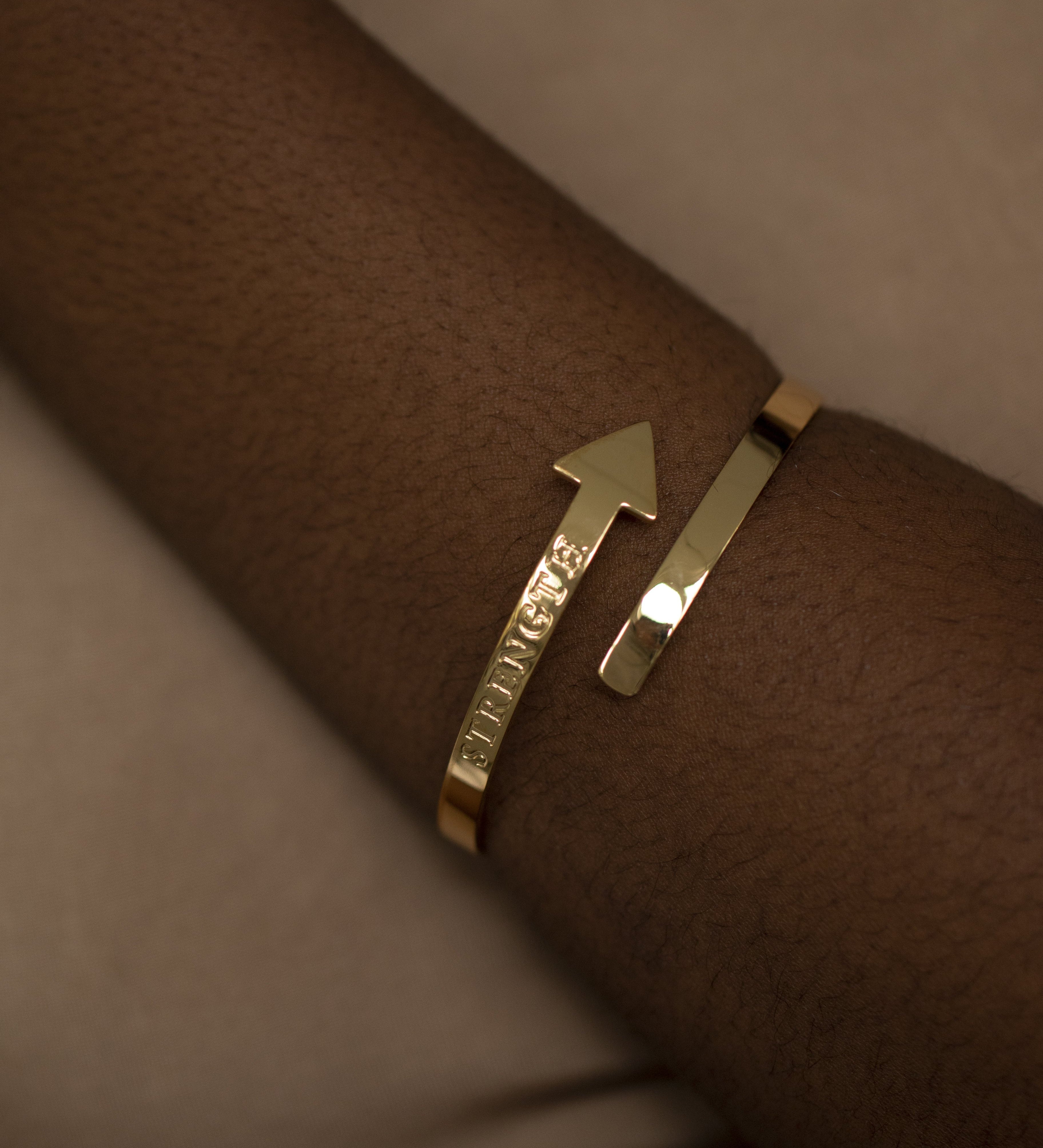 Strength Arrow Bangle Gold | Inspirational Jewellery
