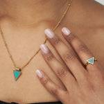 Wisdom Turquoise Triangle Ring Gold, [motivational and inspirational Jewellery], [beautiful Jewellery]