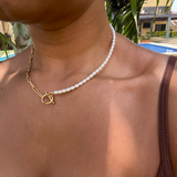 Pearl and Stainless Steel Necklace Gold, [motivational and inspirational Jewellery], [beautiful Jewellery]