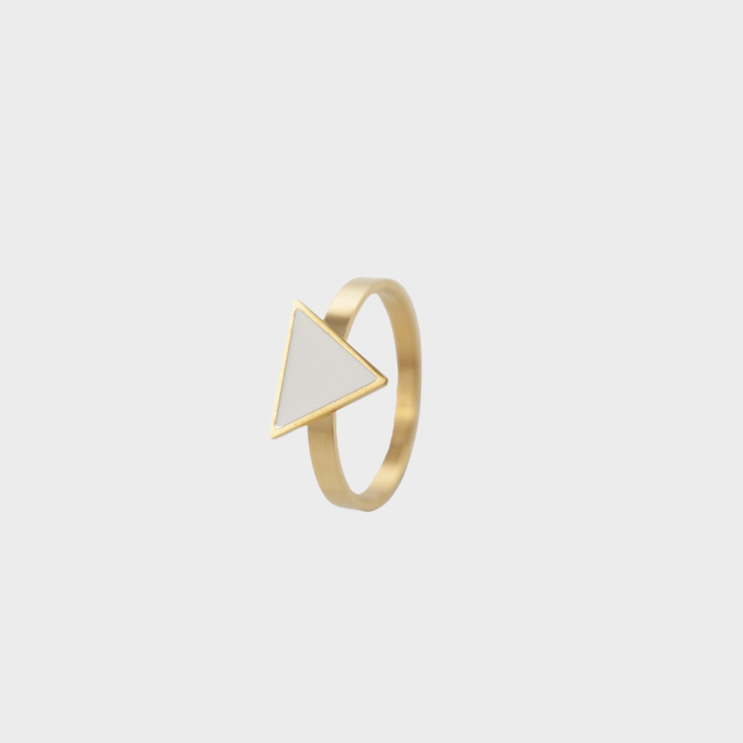 Purity White Triangle Ring Gold, [motivational and inspirational Jewellery], [beautiful Jewellery]