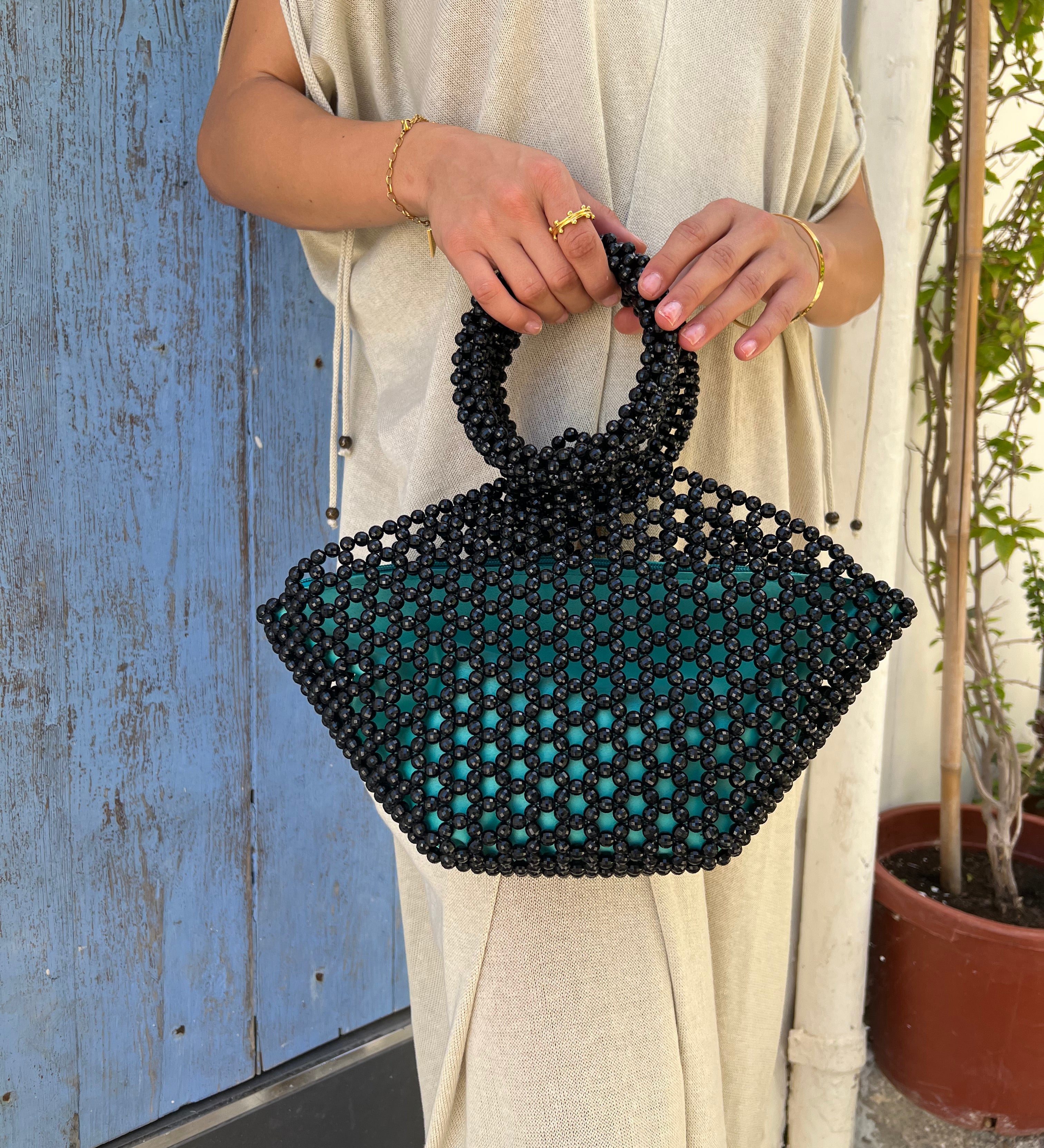 'FIERCE' Handcrafted Black Beaded Bag - Blanksn Jewellery-[motivational and inspirational Jewellery]- [beautiful Jewellery]